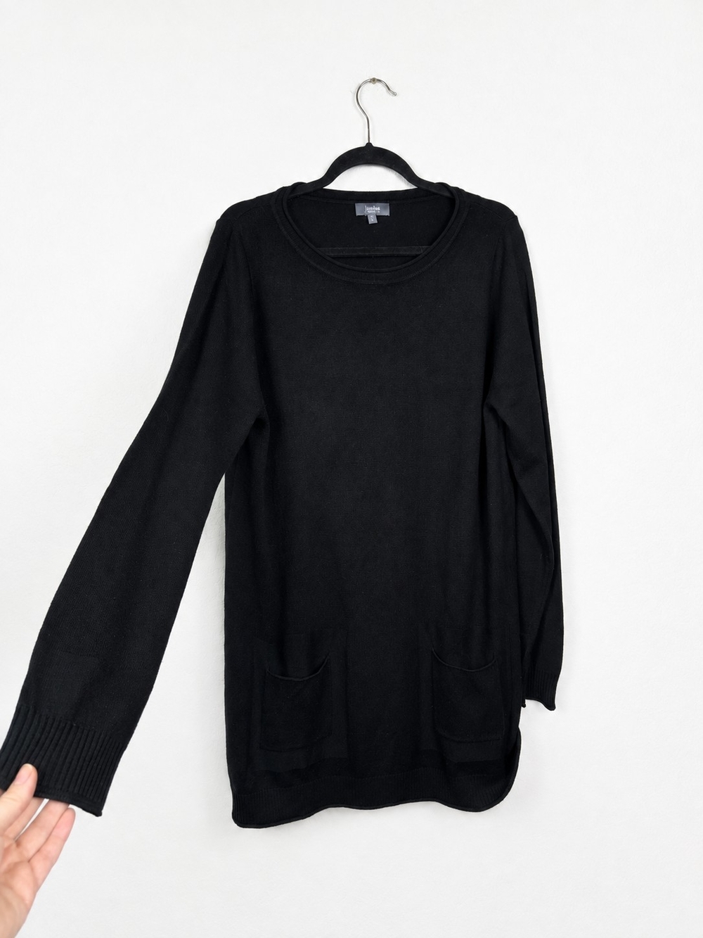 Neiman Marcus Exclusive XL Silk Cashmere Black Tunic Sweater Quiet Luxury
